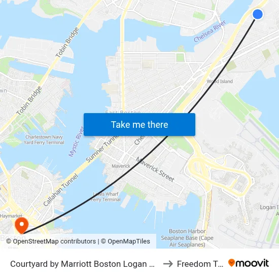 Courtyard by Marriott Boston Logan Airport to Freedom Trail map