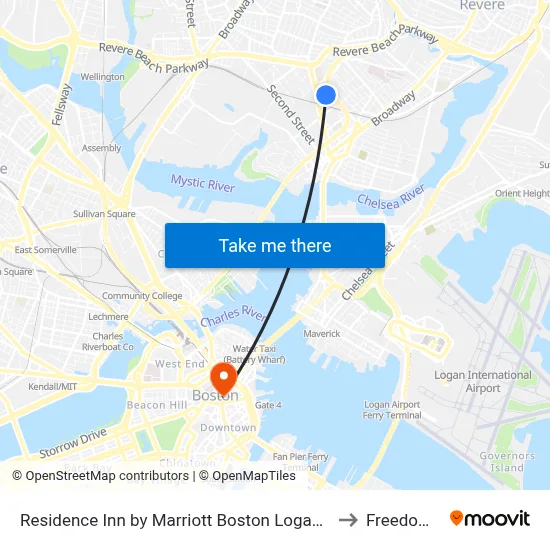Residence Inn by Marriott Boston Logan Airport Chelsea to Freedom Trail map