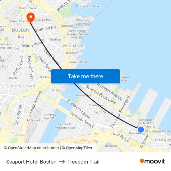 Seaport Hotel Boston to Freedom Trail map