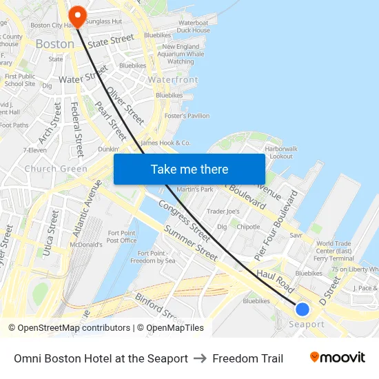 Omni Boston Hotel at the Seaport to Freedom Trail map