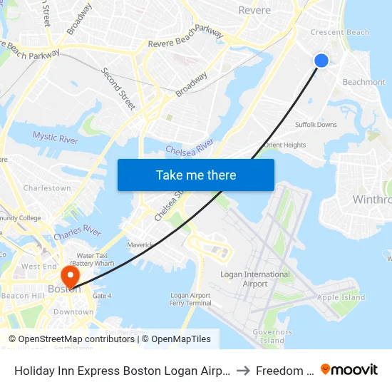 Holiday Inn Express Boston Logan Airport - Revere to Freedom Trail map