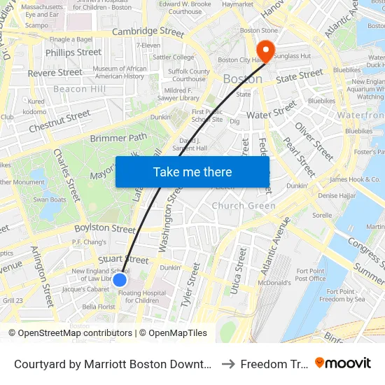 Courtyard by Marriott Boston Downtown to Freedom Trail map