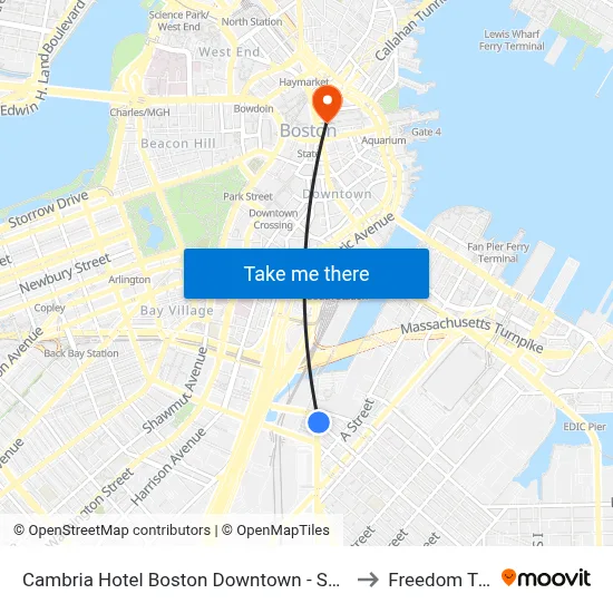 Cambria Hotel Boston Downtown - Seaport to Freedom Trail map