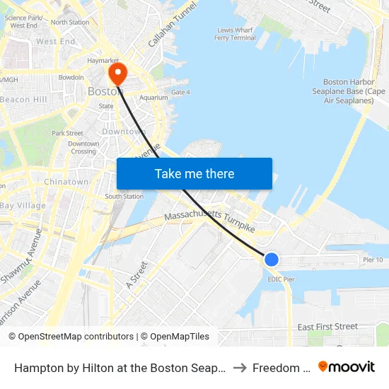 Hampton by Hilton at the Boston Seaport District to Freedom Trail map