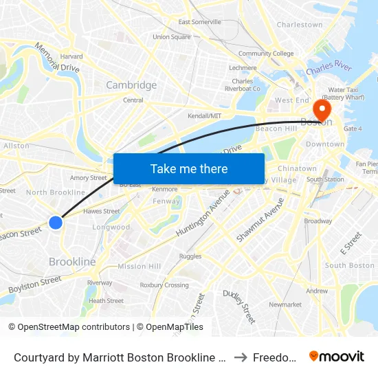 Courtyard by Marriott Boston Brookline - Newly Renovated to Freedom Trail map