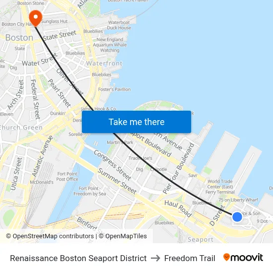 Renaissance Boston Seaport District to Freedom Trail map