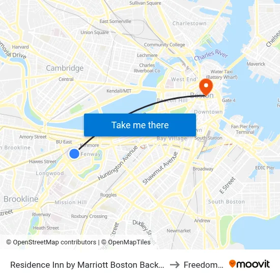 Residence Inn by Marriott Boston Back Bay/Fenway to Freedom Trail map
