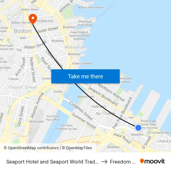 Seaport Hotel and Seaport World Trade Center, 1 Seaport Ln to Freedom Trail map