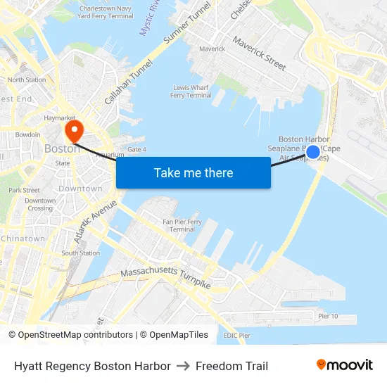 Hyatt Regency Boston Harbor to Freedom Trail map