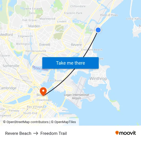 Revere Beach to Freedom Trail map