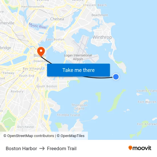 Boston Harbor to Freedom Trail map