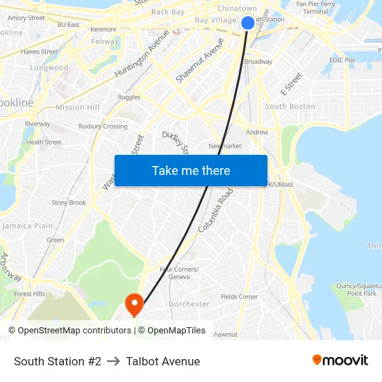 South Station #2 to Talbot Avenue map