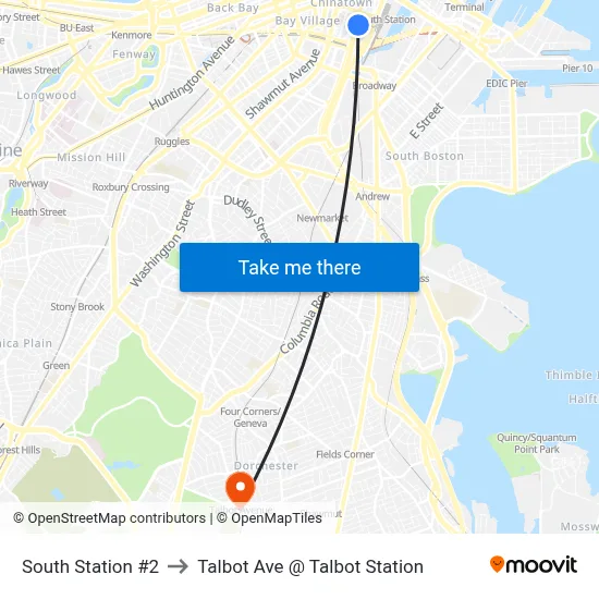 South Station #2 to Talbot Ave @ Talbot Station map