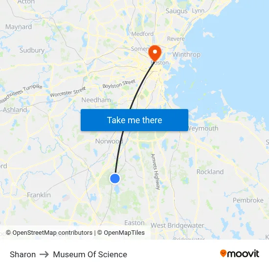 Sharon to Museum Of Science map