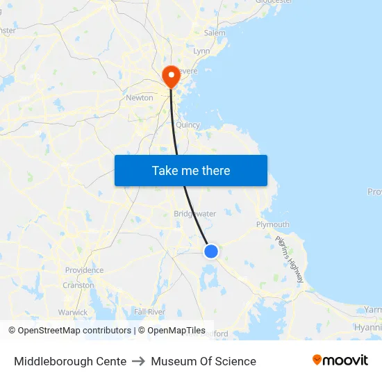 Middleborough Cente to Museum Of Science map