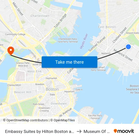 Embassy Suites by Hilton Boston at Logan Airport to Museum Of Science map