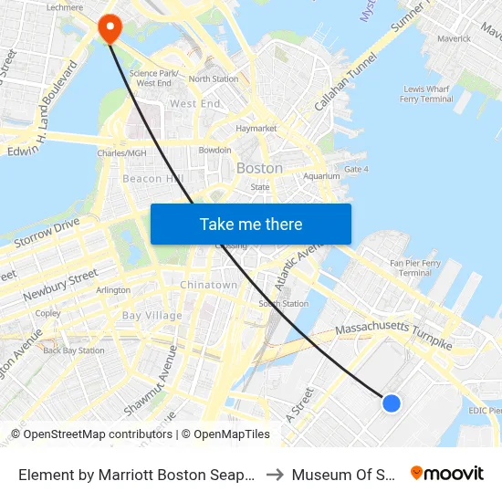 Element by Marriott Boston Seaport District to Museum Of Science map