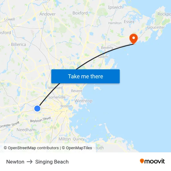 Newton to Singing Beach map