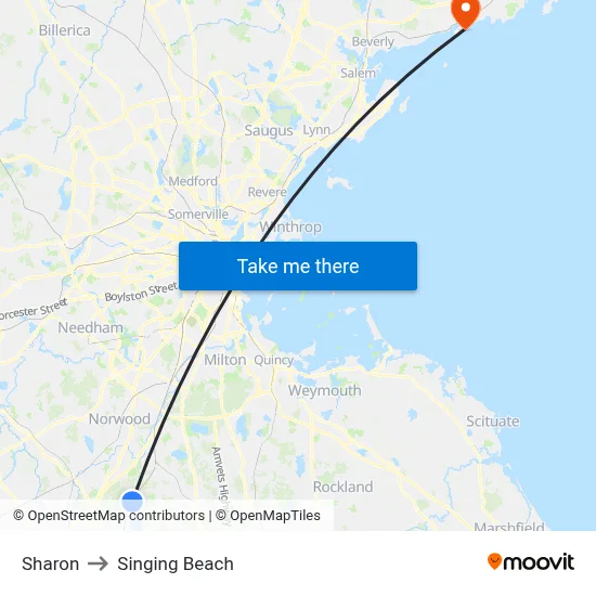 Sharon to Singing Beach map