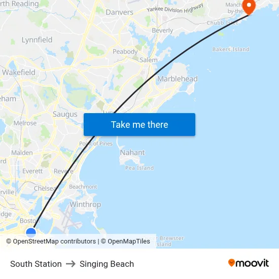 South Station to Singing Beach map