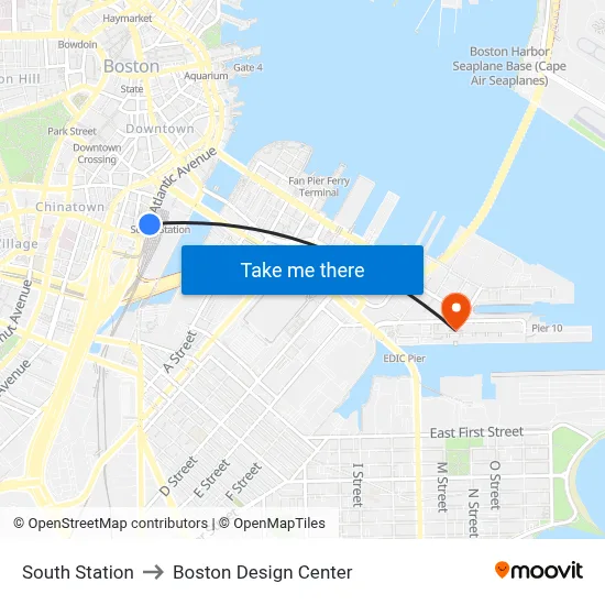 South Station to Boston Design Center map