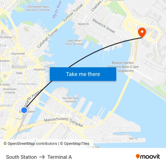 South Station to Terminal A map