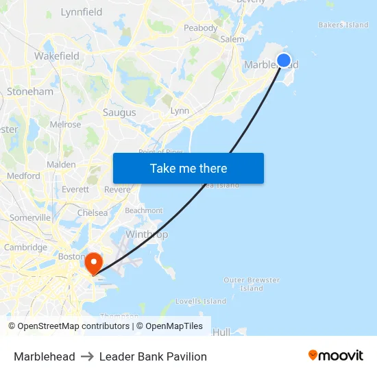 Marblehead to Leader Bank Pavilion map