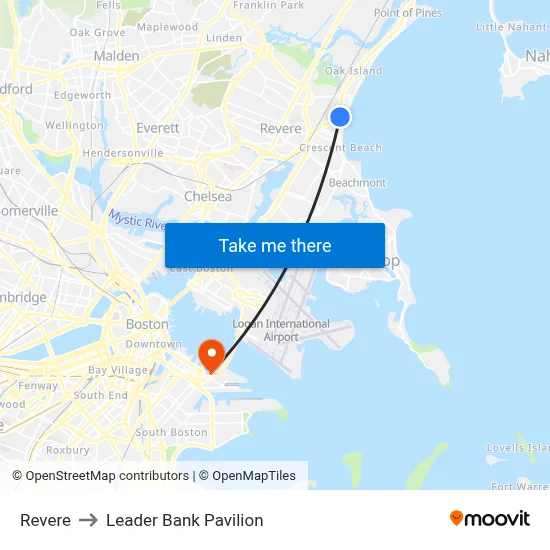 Revere to Leader Bank Pavilion map