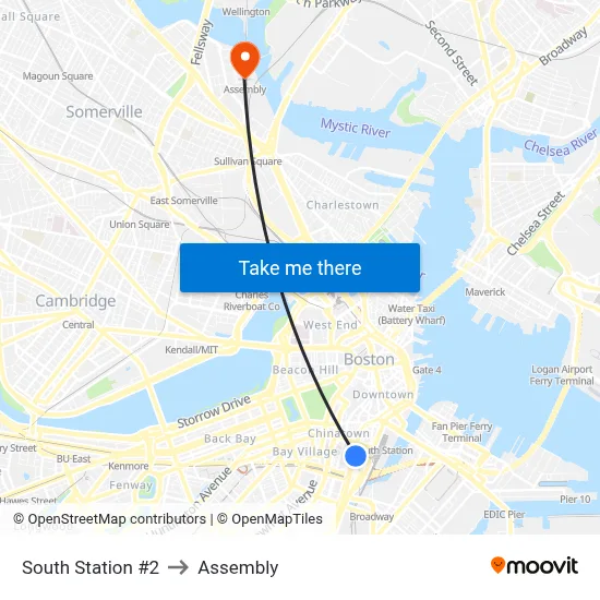 South Station #2 to Assembly map