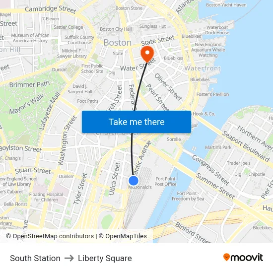 South Station to Liberty Square map