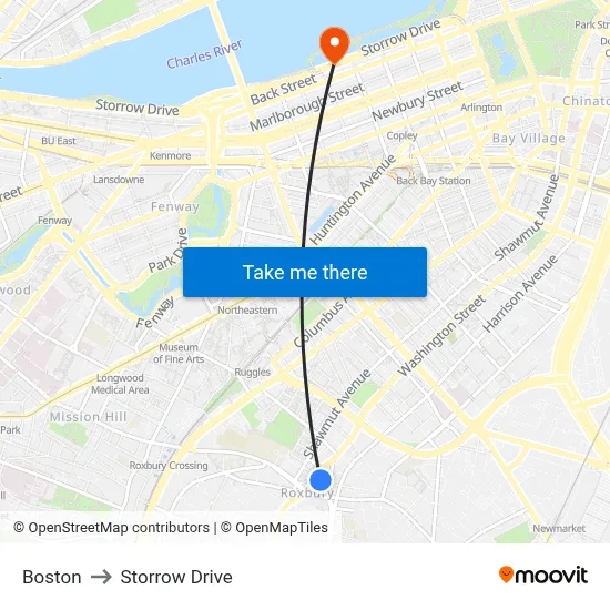 Boston to Storrow Drive map