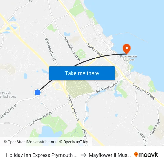 Holiday Inn Express Plymouth by Ihg to Mayflower II Museum map
