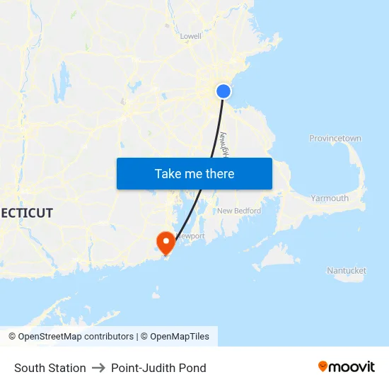 South Station to Point-Judith Pond map
