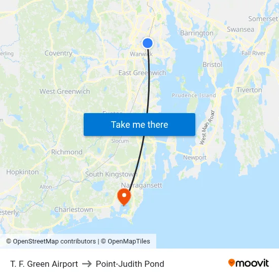 Tf Green Airport to Point-Judith Pond map