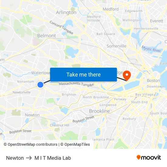 Newton to M I T Media Lab map