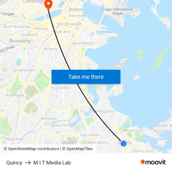 Quincy to M I T Media Lab map