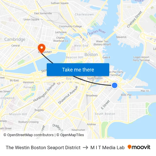 The Westin Boston Seaport District to M I T Media Lab map