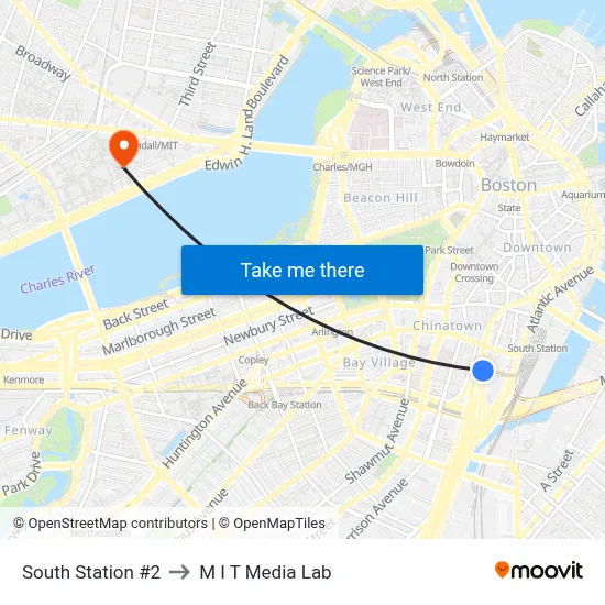 South Station #2 to M I T Media Lab map
