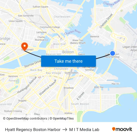 Hyatt Regency Boston Harbor to M I T Media Lab map