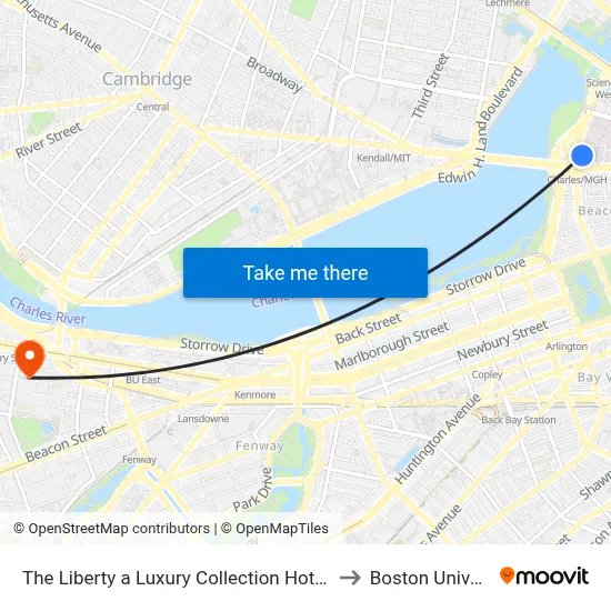The Liberty a Luxury Collection Hotel Boston to Boston University map
