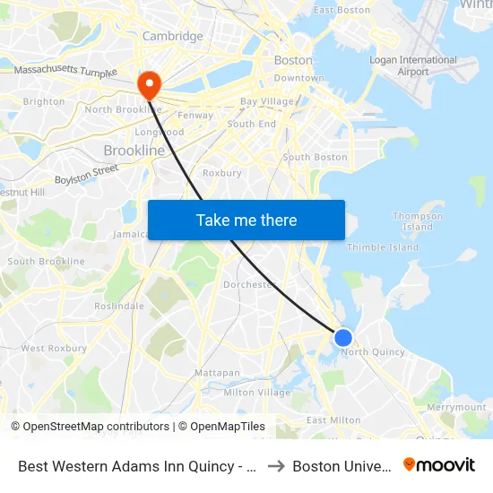 Best Western Adams Inn Quincy - Boston to Boston University map