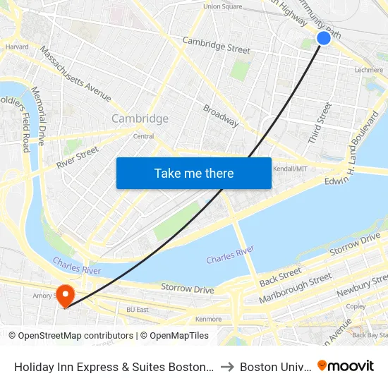 Holiday Inn Express & Suites Boston - Cambridge to Boston University map