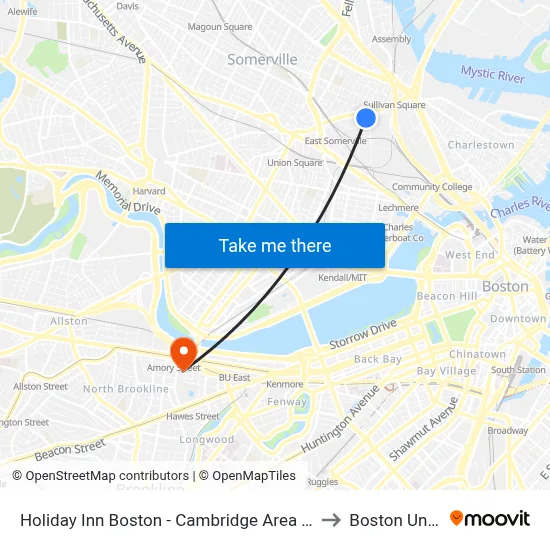 Holiday Inn Boston - Cambridge Area by IHG, Somerville to Boston University map