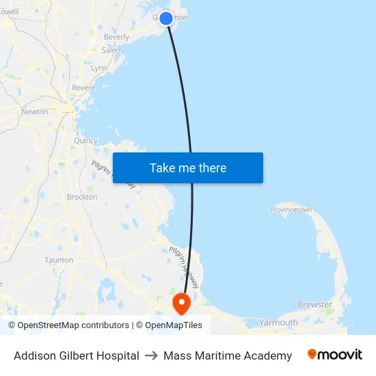 Addison Gilbert Hospital to Mass Maritime Academy map