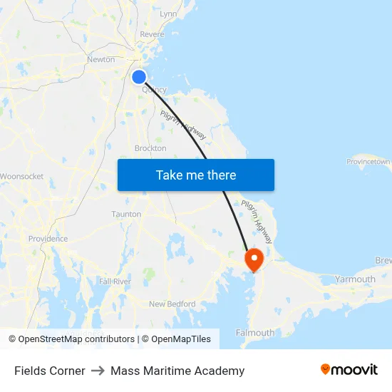 Fields Corner to Mass Maritime Academy map