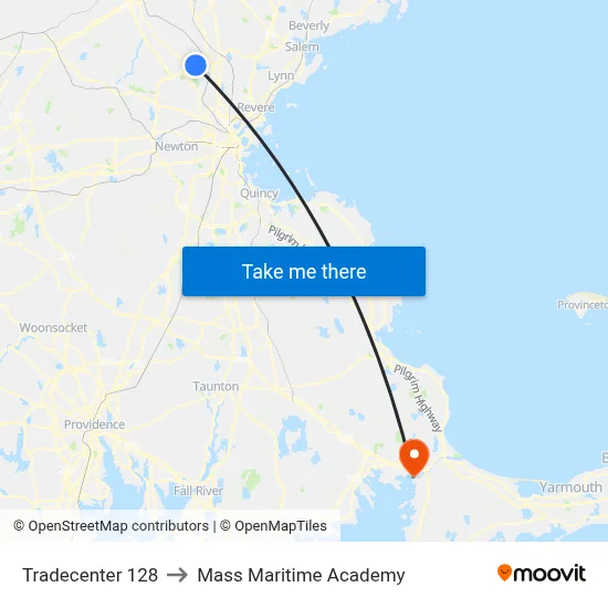Tradecenter 128 to Mass Maritime Academy map