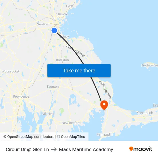 Circuit Dr @ Glen Ln to Mass Maritime Academy map