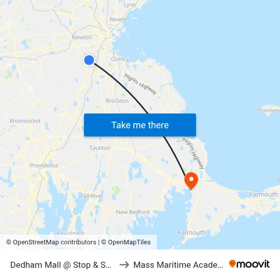 Dedham Mall @ Stop & Shop to Mass Maritime Academy map