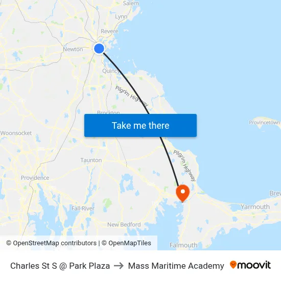 Charles St S @ Park Plaza to Mass Maritime Academy map