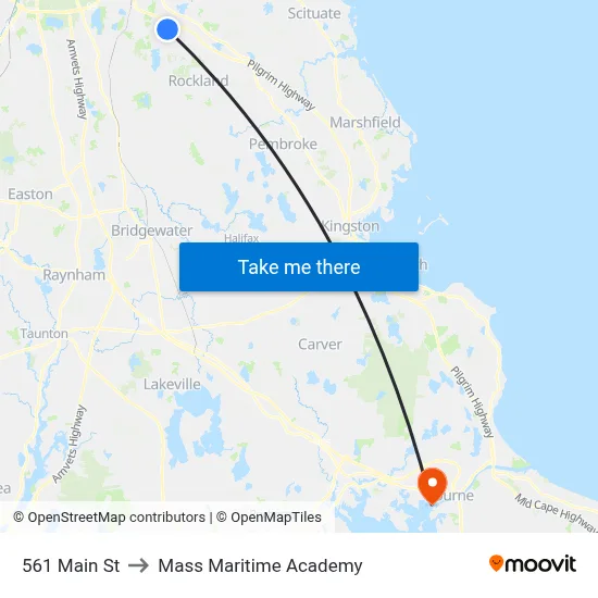 561 Main St to Mass Maritime Academy map